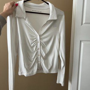 NWT Abercrombie Long Sleeve Ruched Polo Top